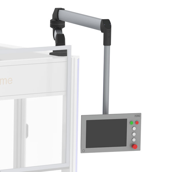 [Translate to English:] Tragarmsystem von häwa an einer X-Frame Maschinenzelle