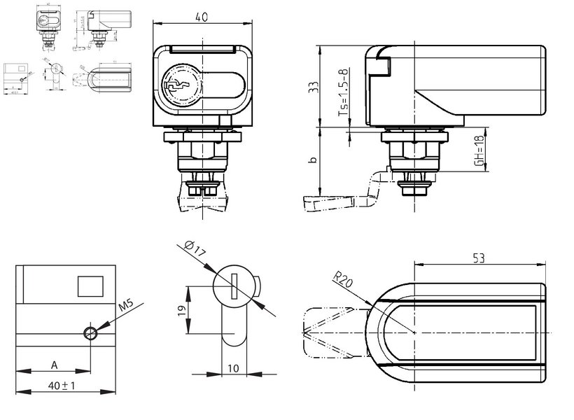 Compact handle for Profile half cylinder Compact handle for Profile half cylinder