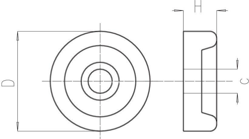 Rubber buffer with bore
