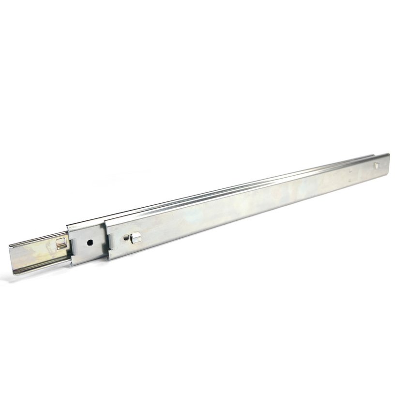 Telescopic slides, bayonet mounting, over-extension