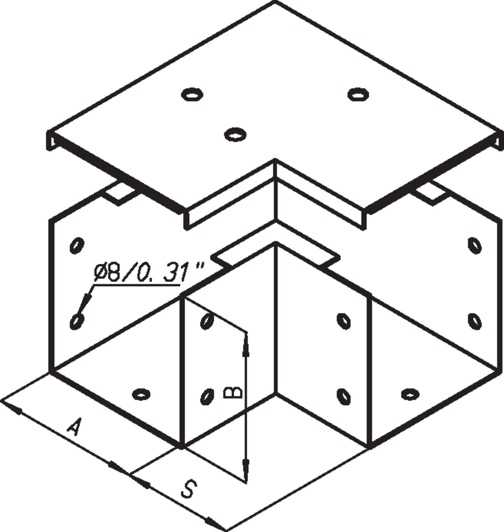 90° corner bracket top access