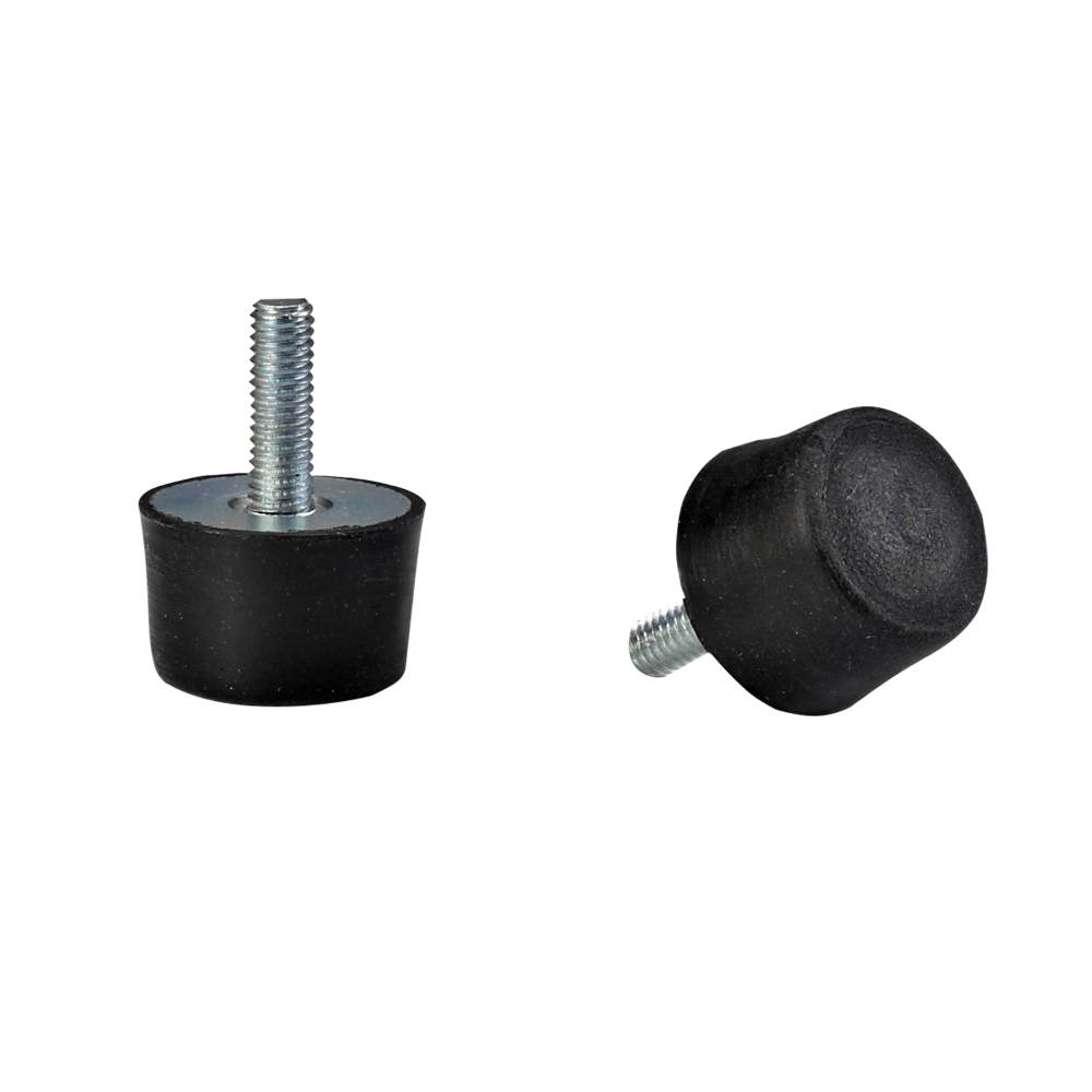 Rubber-metal buffer stop with threaded bolt